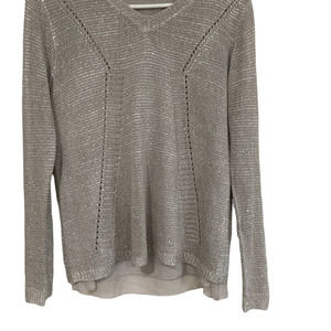 Sioni‎ Beige Sequin Double Layer Knit Blouse Size M